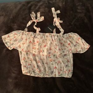 Forever 21 white floral off the shoulder shirt